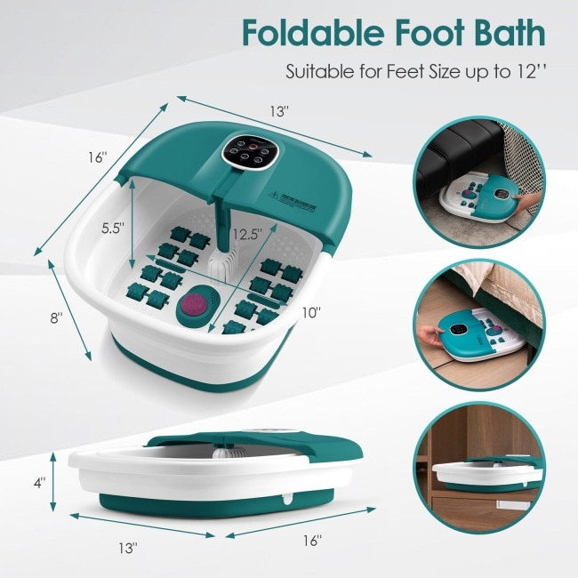 Folding Foot Spa Basin with Heat Bubble Roller Massage Temp and Time Set   13\