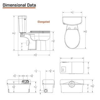 Liberty Pumps Ascent II 2-Piece 1.28 GPF Single Flush Elongated Macerating Toilet in White ASCENTII-ESW