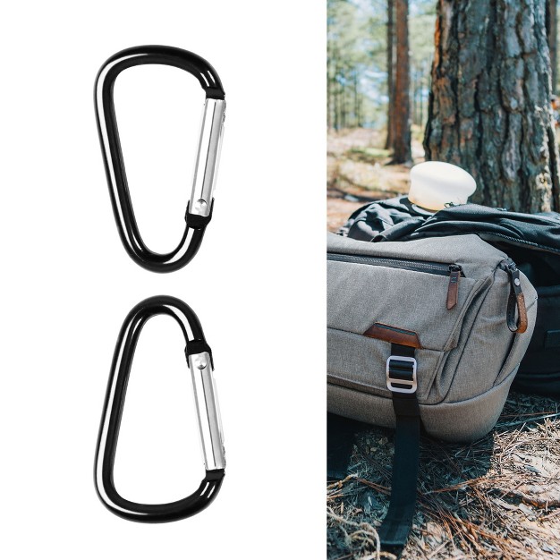 Unique Bargains Camping Hiking Aluminum Alloy Portable Carabiner Hook Lock Black 10 Pcs