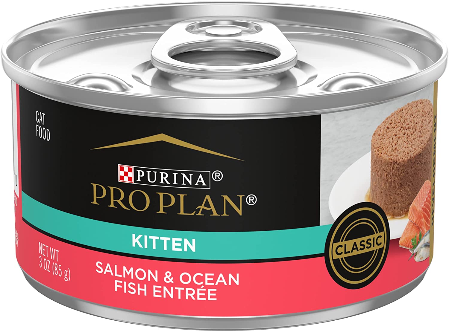 Purina Pro Plan Wet Kitten Food Pate， Salmon and Ocean Fish Entree - (24) 3 oz. Pull-Top Cans