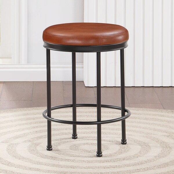 Marcelo Caramel Faux Leather and Metal Counter Stool by Greyson Living