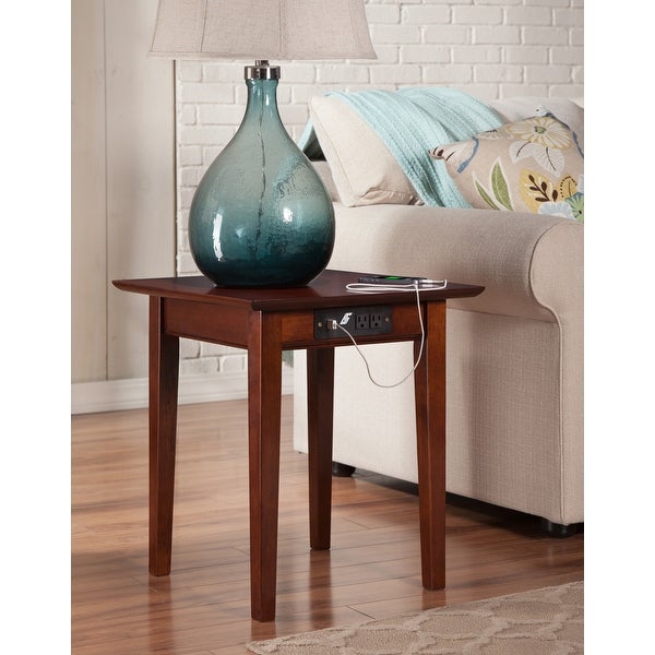 Shaker End Table with Charging Station in Walnut