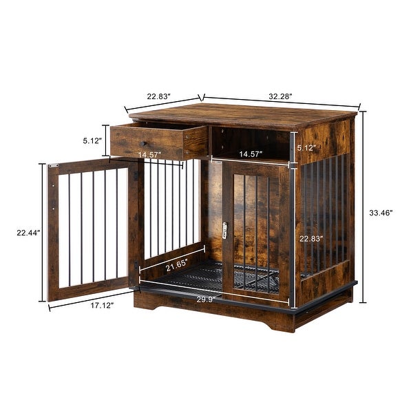 Indoor Dog Crate End Tables， Wooden Kennels with Removable Tray