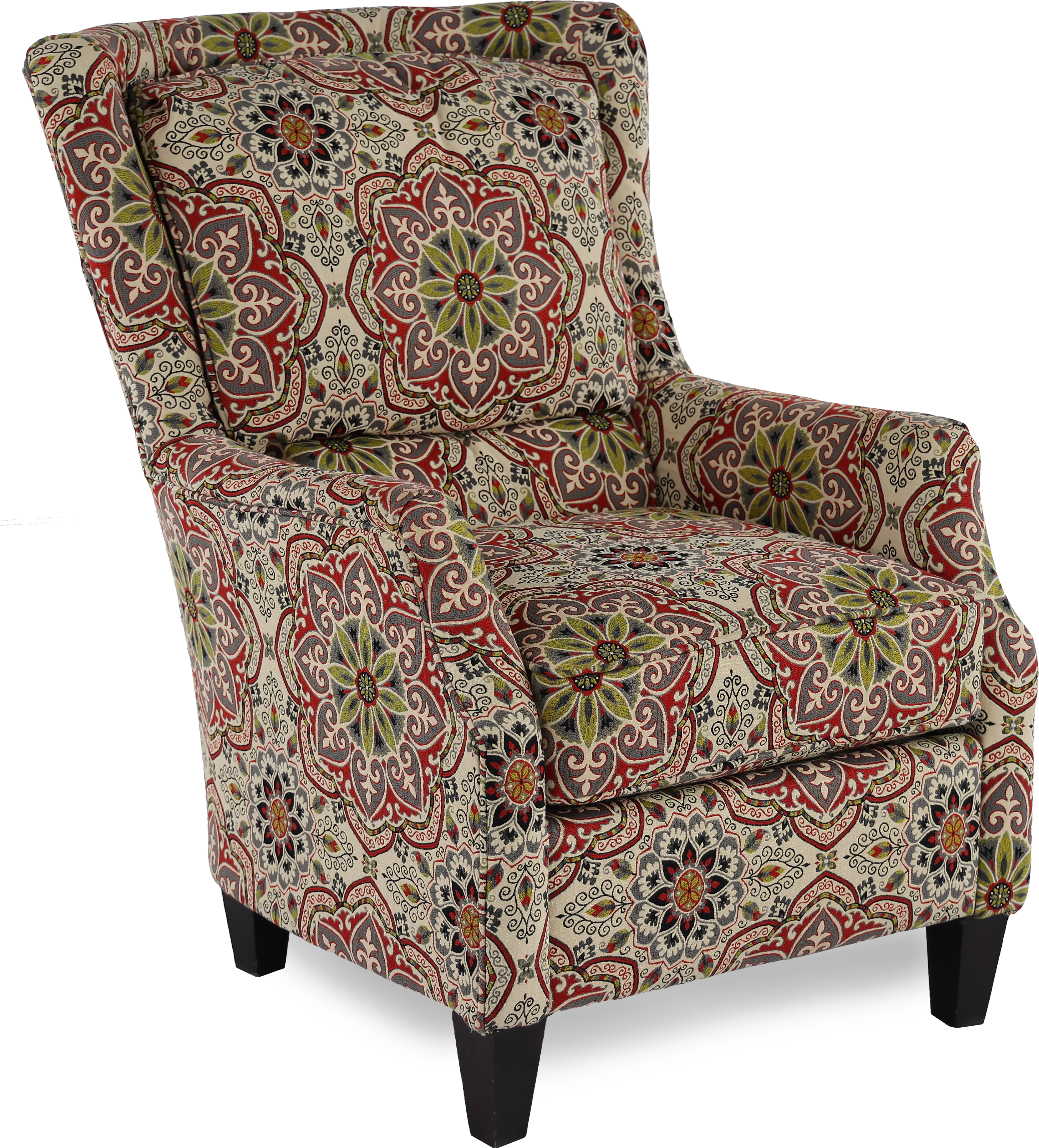 Loren Red and Green Wing Chair