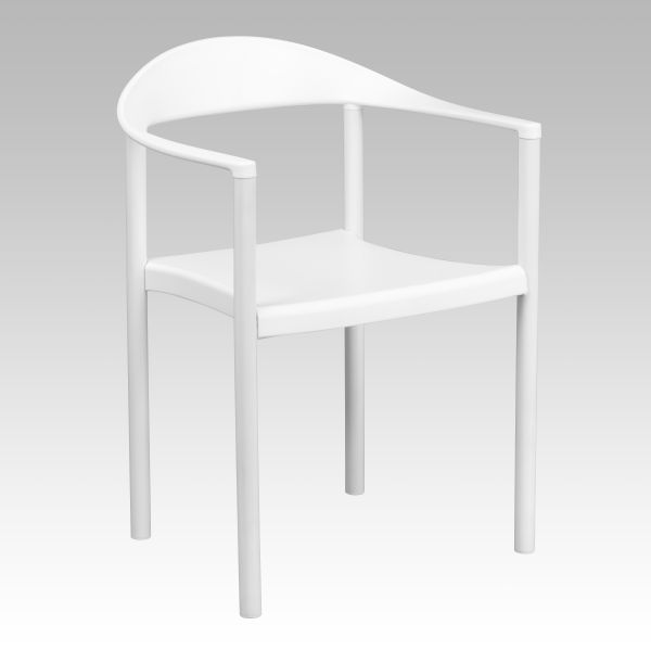 HERCULES Series 1000 lb. Capacity White Plastic Cafe Stack Chair