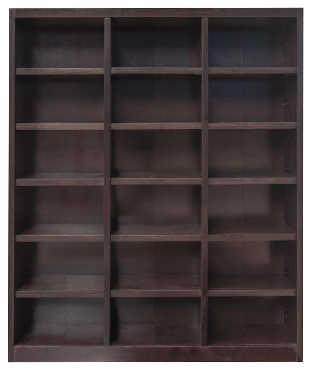 Traditional 84 quotTall 18 Shelf Triple Wide Wood Bookcase in Dry Oak   Transitional   Bookcases   by Homesquare  Houzz