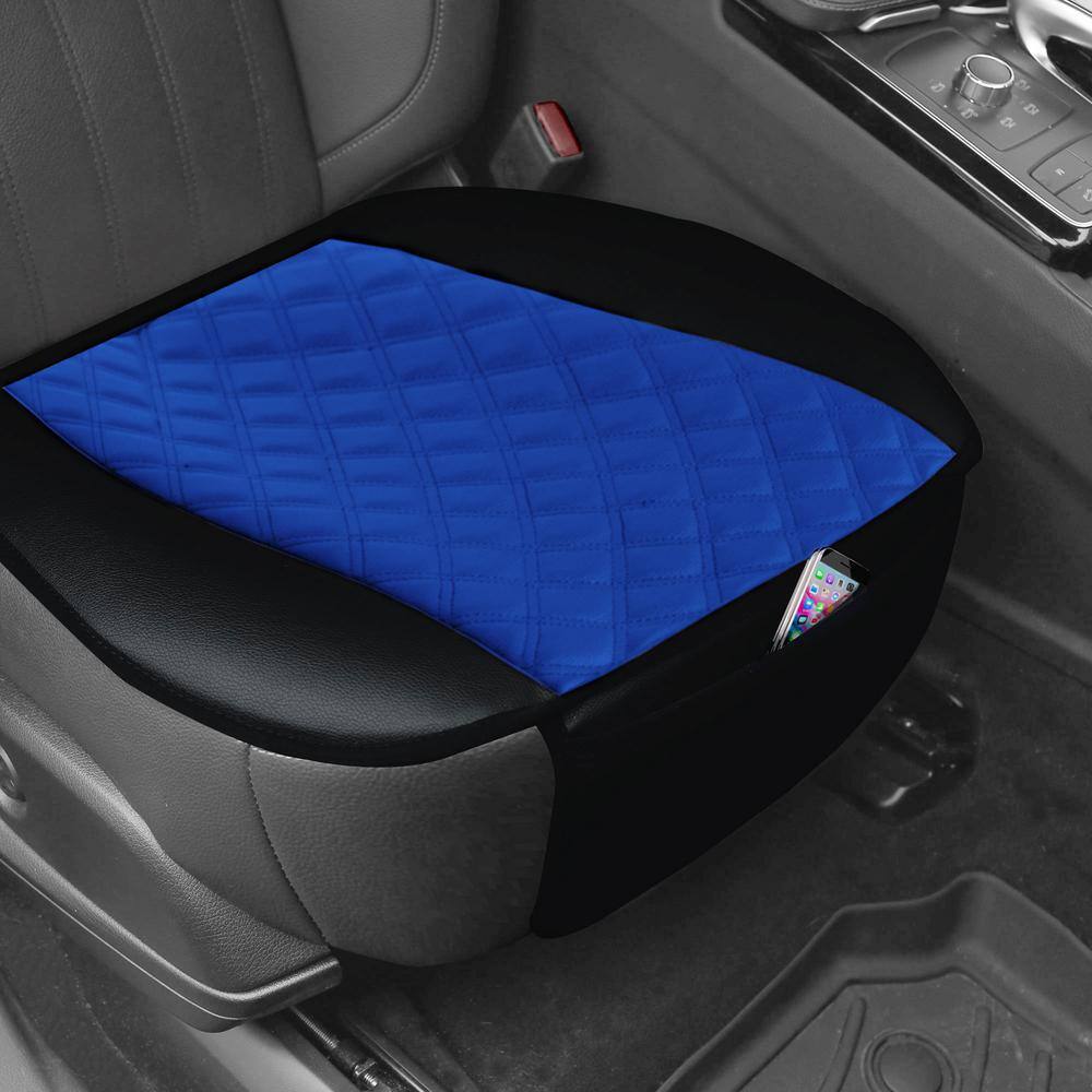 FH Group Faux Leather 21 in. x 21 in. x 1 in. Seat Cushion Pad with Front Pocket - Front Set DMPU211102BLUE