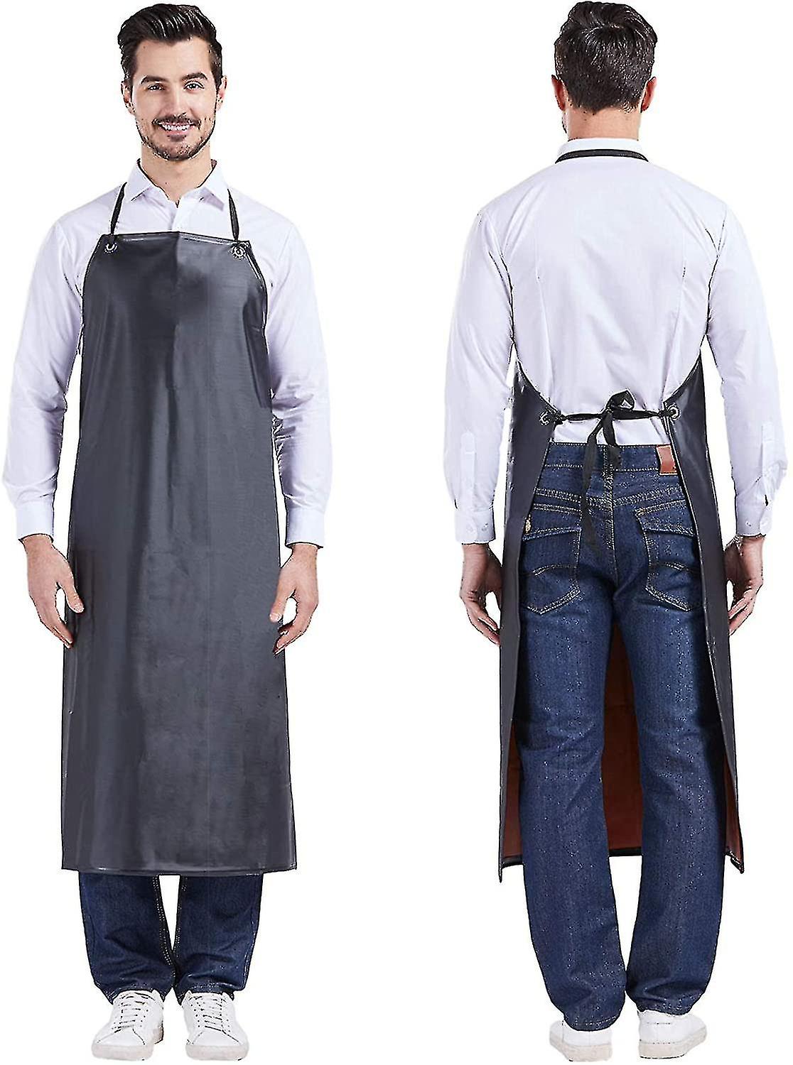 Rubber Apron Oil Resistant Protective Work Apron Pvc Waterproof Apron (black)