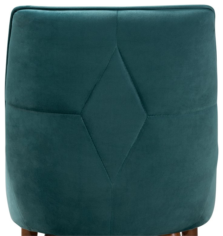 Baxton Studio Gilmore Teal Velvet Walnut Finished Wood 2 Piece Dining Chair Set   Midcentury   Dining Chairs   by Fratantoni Lifestyles  Houzz