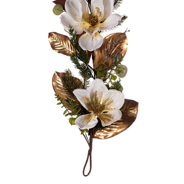 Vickerman 60 White Magnolia Garland.