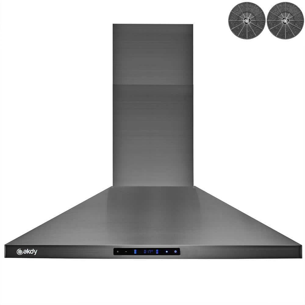 Golden Vantage 36 in 343 CFM Convertible Island Mount Range Hood with Lights and Touch Control in Black Stainless Steel