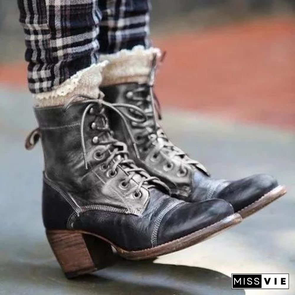 Cool Chunky Heel Strappy Zipper Ankle Boots