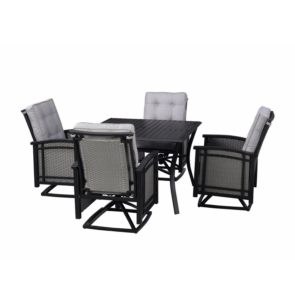 Westin Aluminum   Wicker Swivel Rocking 5pc Dining Set