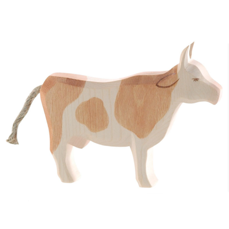 Cow Standing - Brown/White by Ostheimer Wooden Toys