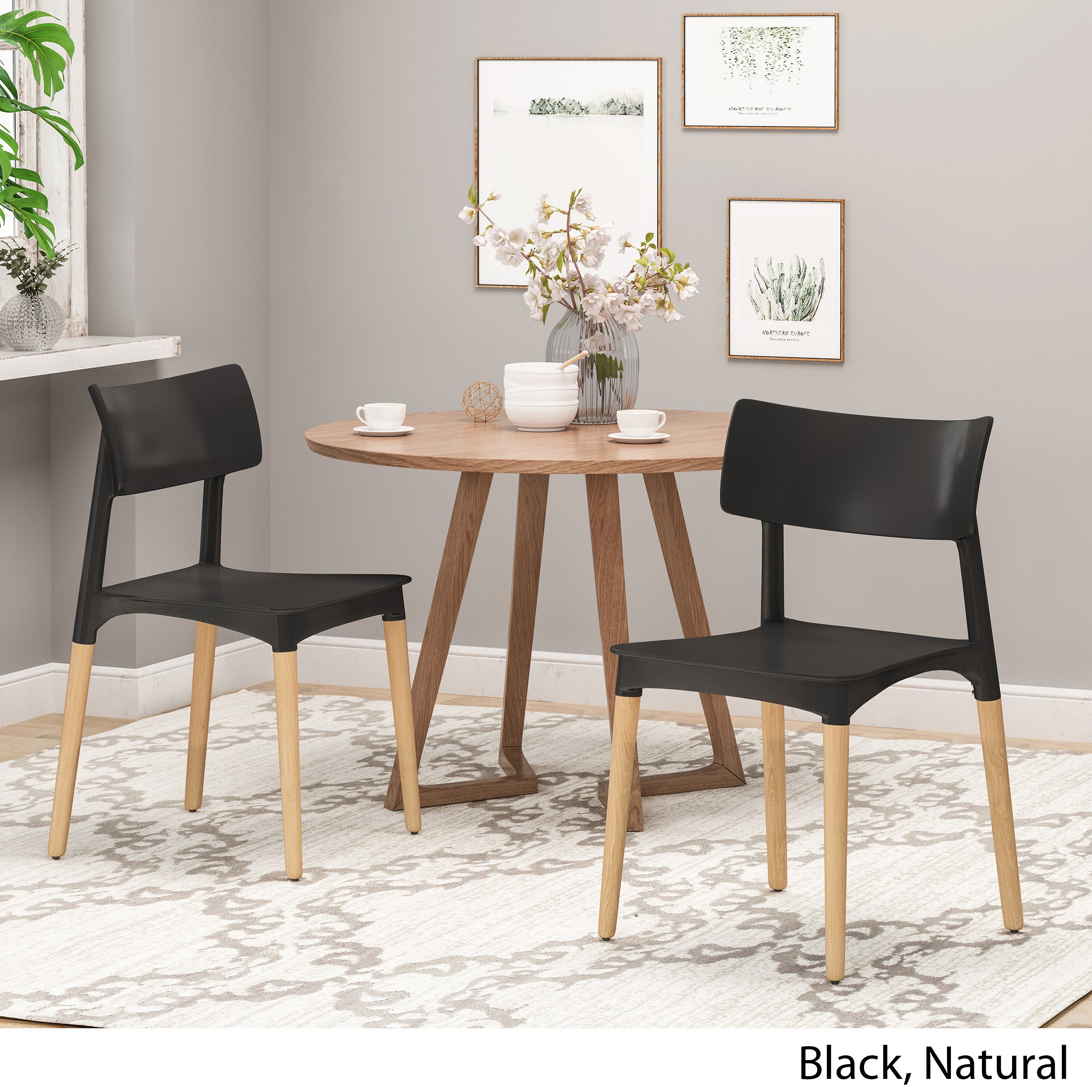 Isabel Modern Dining Chair with Beech Wood Legs (Set of 2)