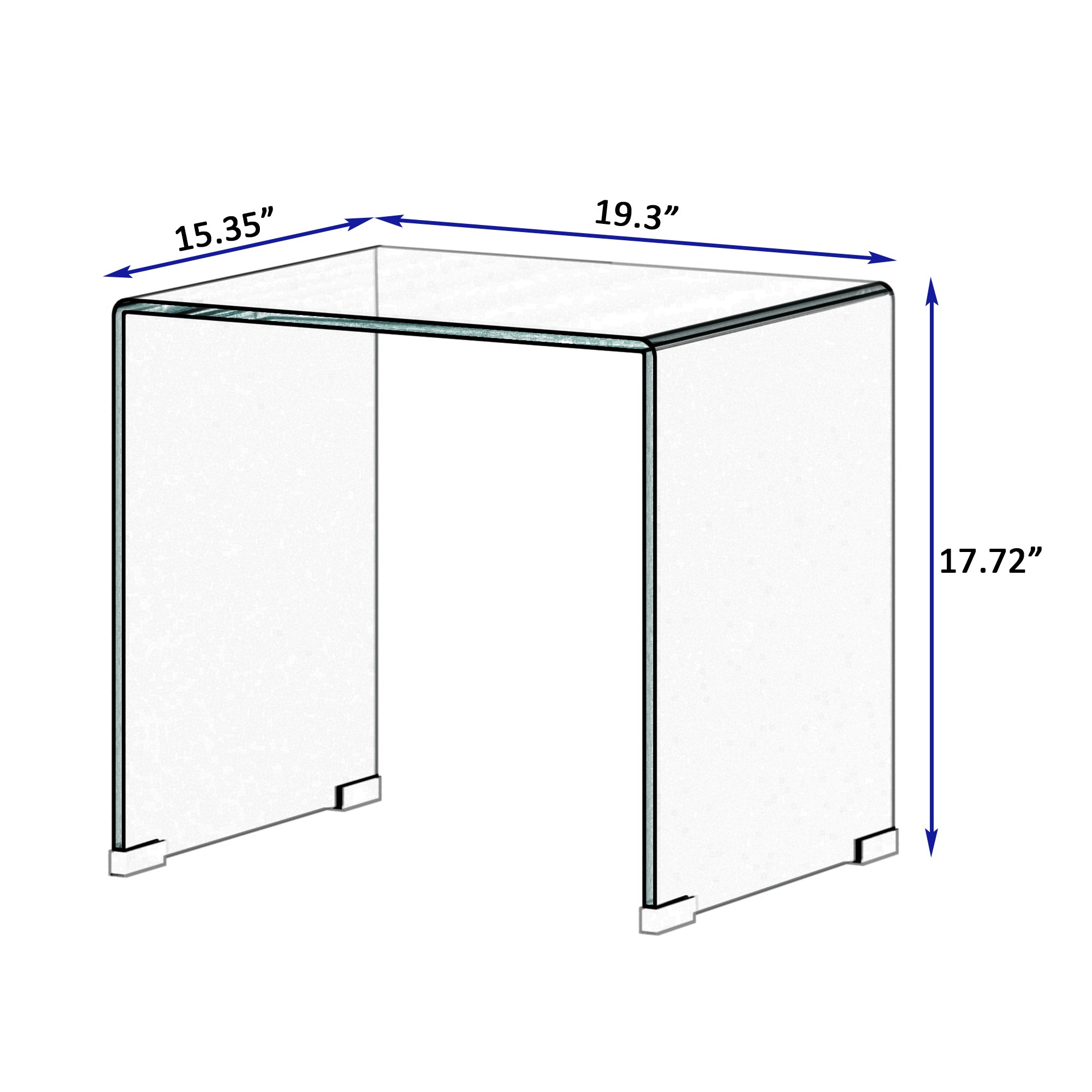 Holaki Whole Tempered Rectangle Glass Coffee Table Clear End Table Transparent Side Table