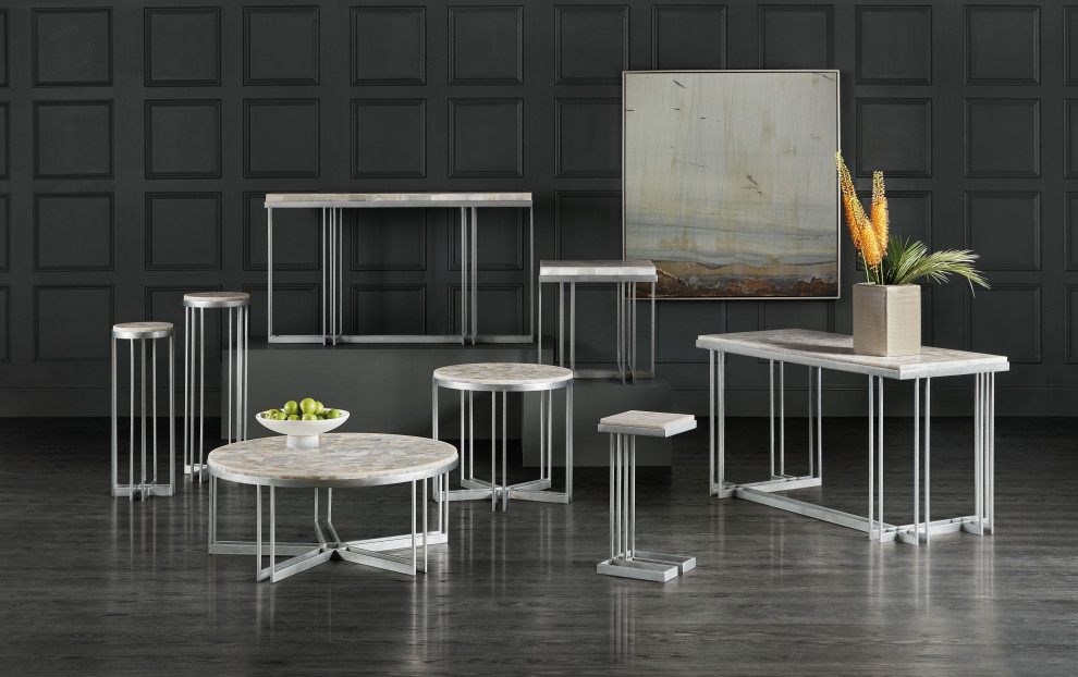 Melange Marin Round Lamp Table   Contemporary   Side Tables And End Tables   by Buildcom  Houzz