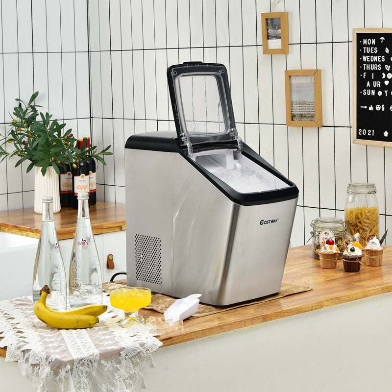 29LBS/24H Chewable Nugget Ice Maker Countertop, Portable Ice Machine with 3 Lbs Basket & Scoop