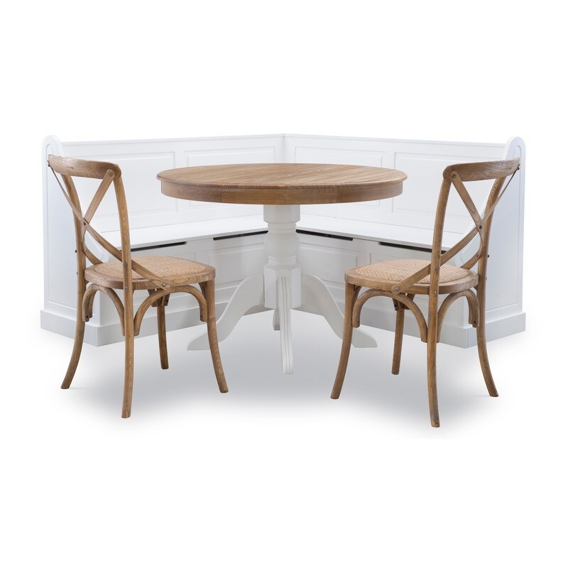 Josie Two tone Round Solid Wood Pedestal Table