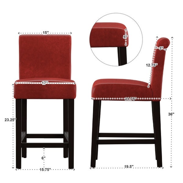 Bennett Red Faux Leather High Back Bar Stools (Set of 2) by iNSPIRE Q Bold