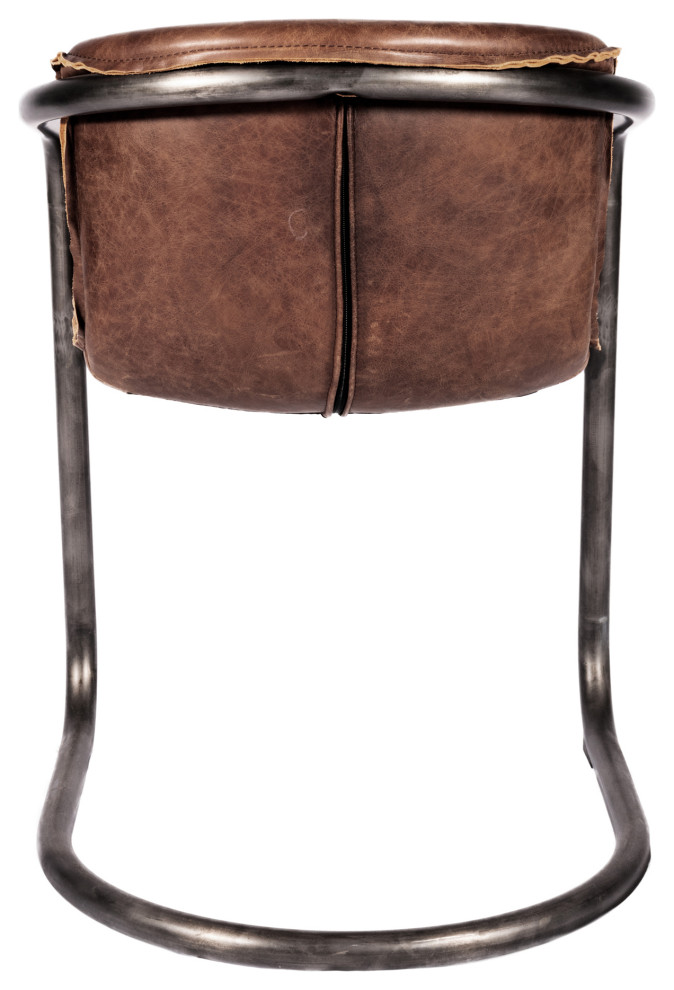 Benedict Dining Chair Grazed Brown Leather  Set of 2   Industrial   Dining Chairs   by Moe  x27s Home Collection  Houzz