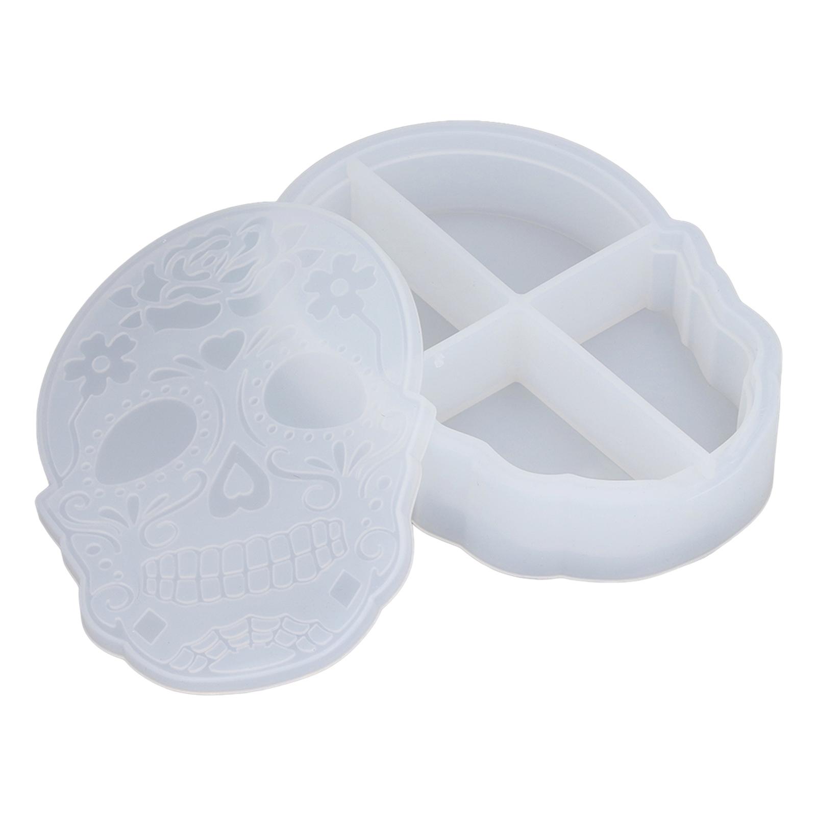 Storage Box Silicone Mold Skull Shape Easy Demolding Epoxy Resin Mold With Lid For Diy Cosmetic Jewelry Storage Box