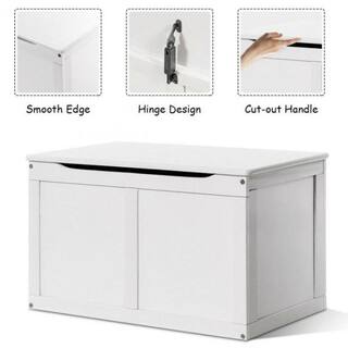 Tatahance Safety Hinge Wooden Flip-Top Storage Box in White D0102HP3WDG-Z