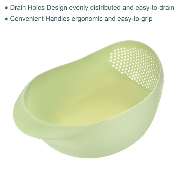 2pcs Rice Washing Filter Strainer Basket Rice Sieve Fruit Drain Bowl - Green