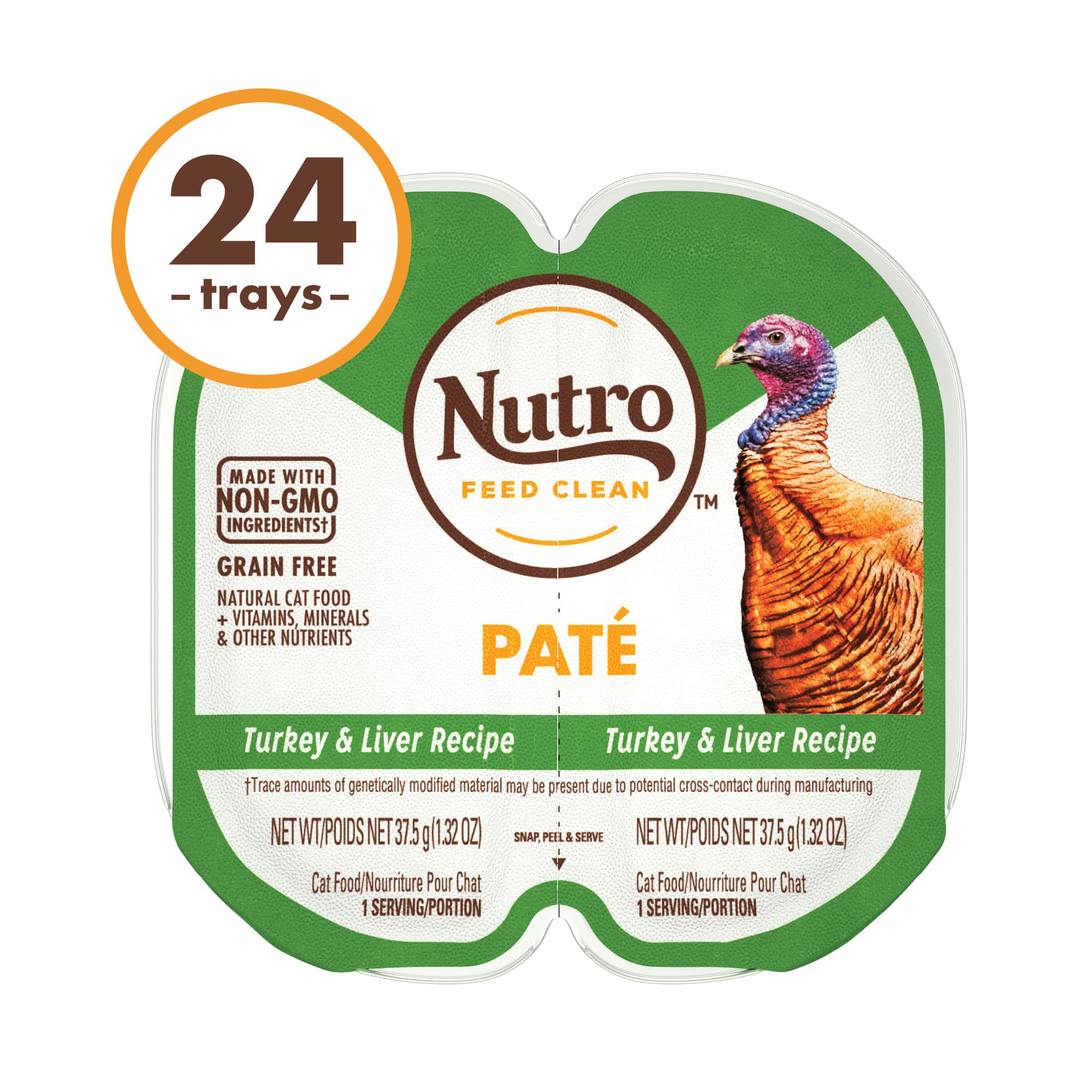 Nutro Perfect Portions Grain Free Natural Pate Real Turkey  Liver Recipe Adult Wet Cat Food， 2.6 oz.， Case of 24