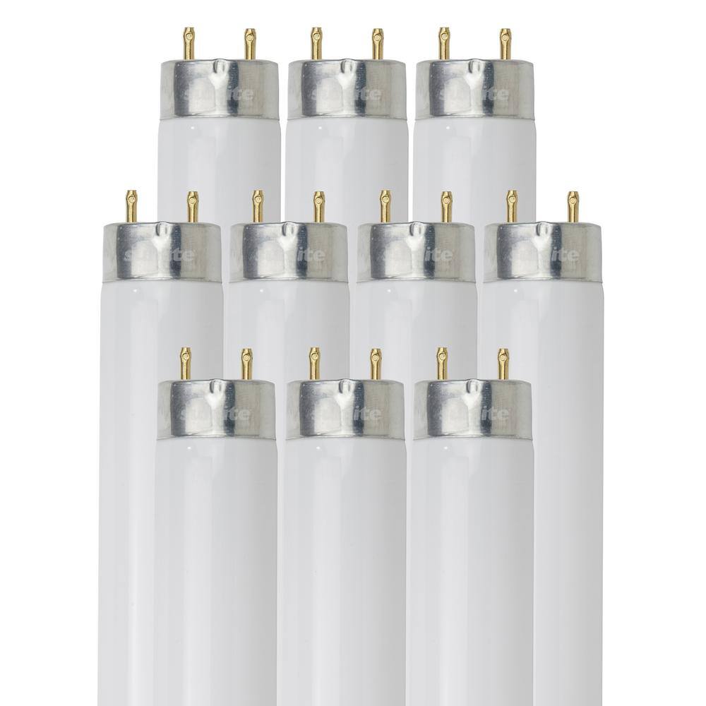 Sunlite 4 ft. 32-Watt Linear T8 Fluorescent Tube Light Bulbs Neutral White 3500K (10-Pack) HD02299-10