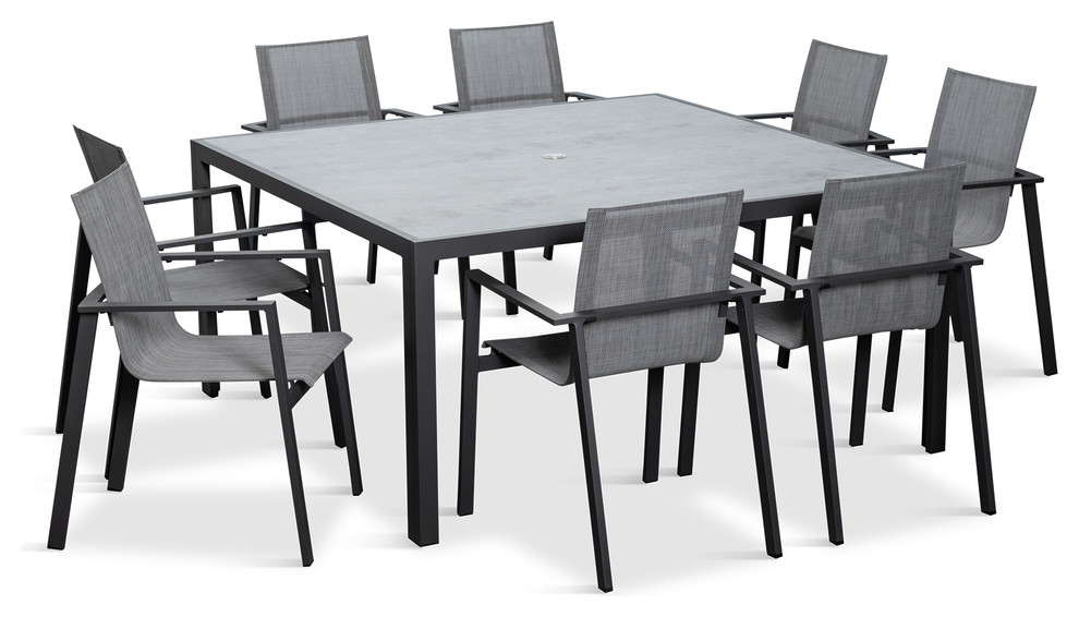 Lift 9 Piece Square Dining Set   Transitional   Outdoor Dining Sets   by Harmonia Living  Houzz