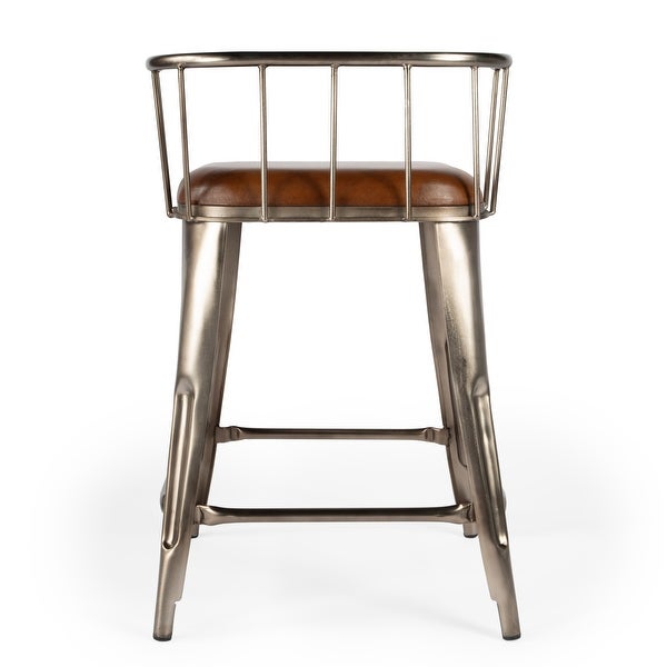 Butler Coriander Iron and Leather Counter Stool