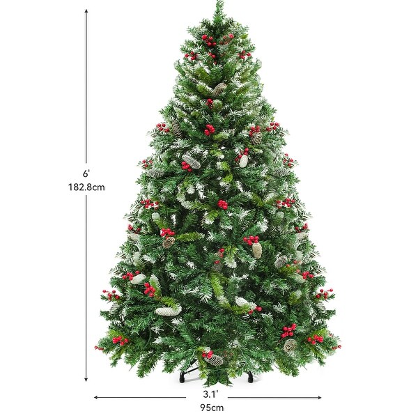 6/7.5/9 FT PreLit Frosted Pine Artificial Christmas Tree with LED Lights