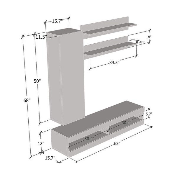 Fly H1 34TV Wall Mounted Floating Modern Entertainment Center