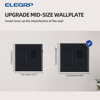 ELEGRP 2 Gang Midsize DecoratorRocker Wall Plate Black(10-Pack) 3032M-BL10