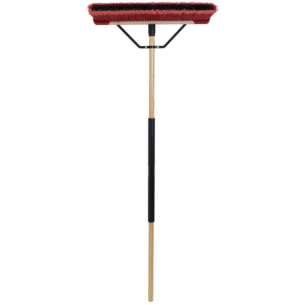 HARPER 24 in. Premium All-Purpose HardwoodSteel Handle Push Broom for Dust and Gravel 20201040