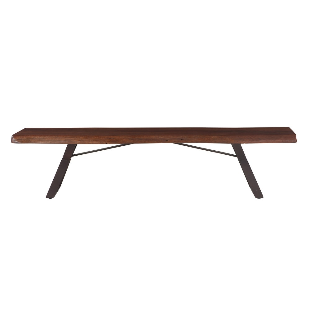 Nottingham 90 Inch Acacia Wood Dining Bench in Walnut Finish