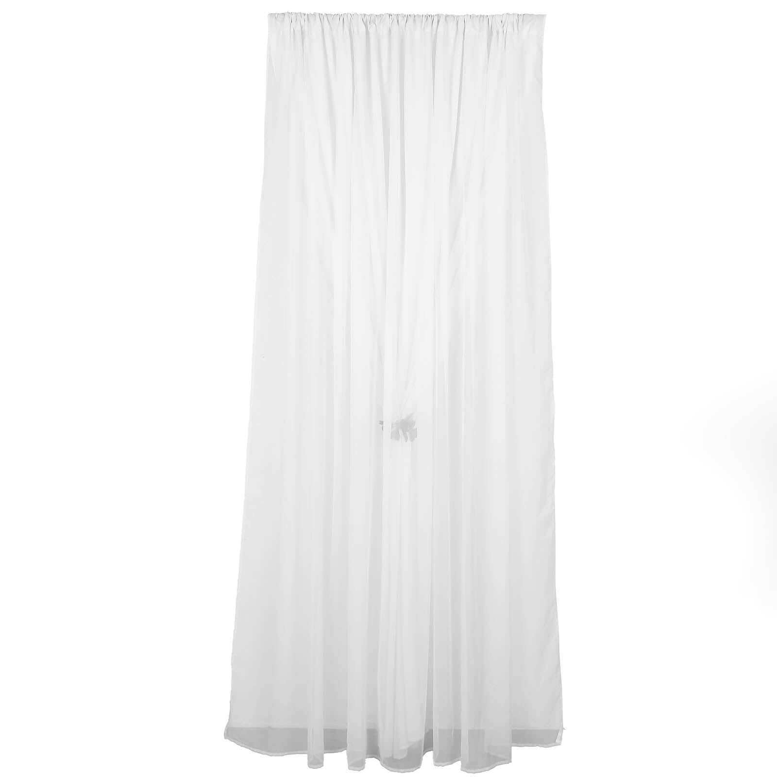 White Chiffon Polyester Backdrop Drape Curtain, Dual Layer Event Divider Panel with Rod Pockets - 10ftx10ft