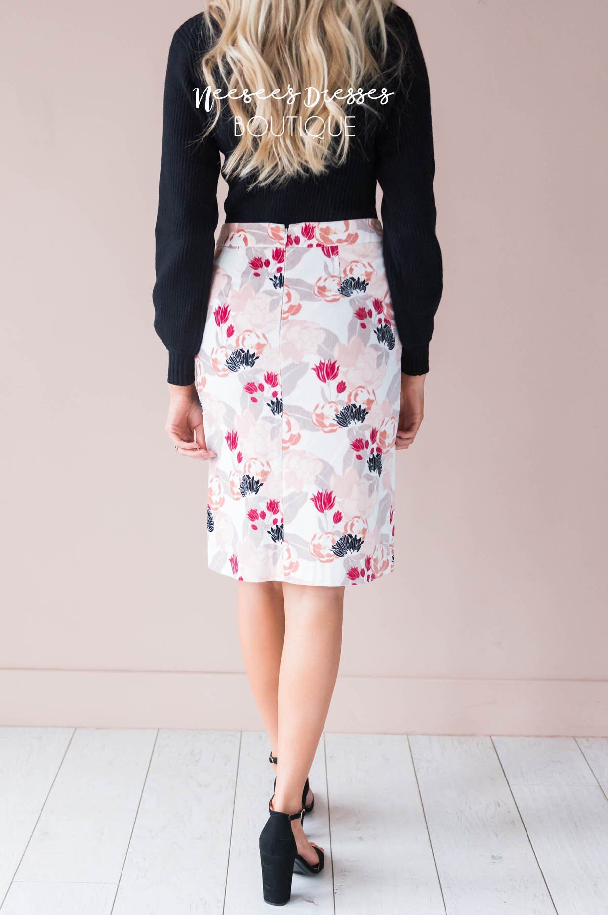 Blooming Beauty Velveteen Pencil Skirt