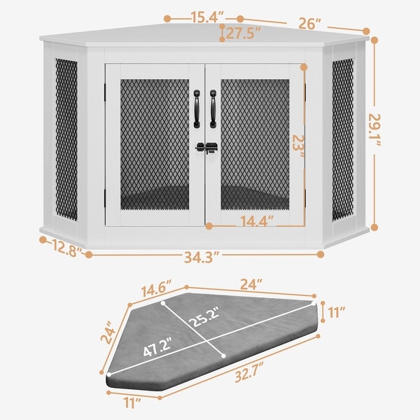 Corner Dog Crate Dog Kennel with Cushion Indoor Dog Crate Cage