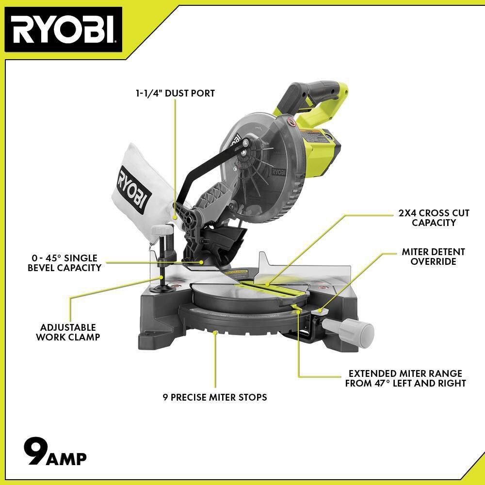 RYOBI 9 Amp Corded  7-14 in. Compound Miter Saw TS1144