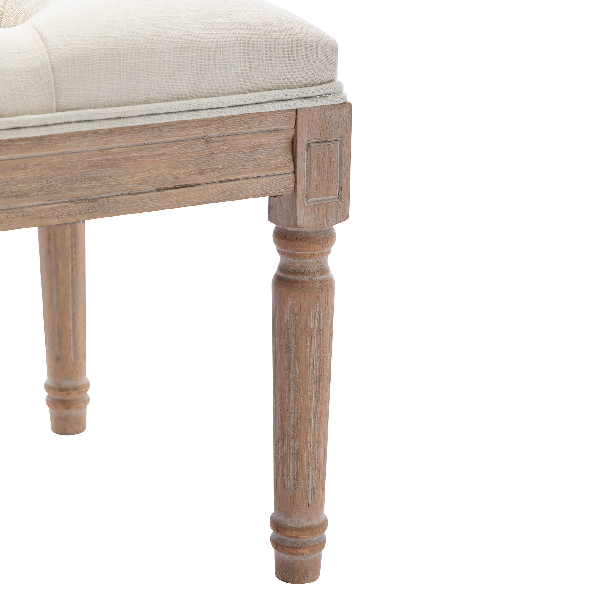 End of Bed Bench Upholstered Entryway Bench French Bench with Rubber wood Legs for Bedroom