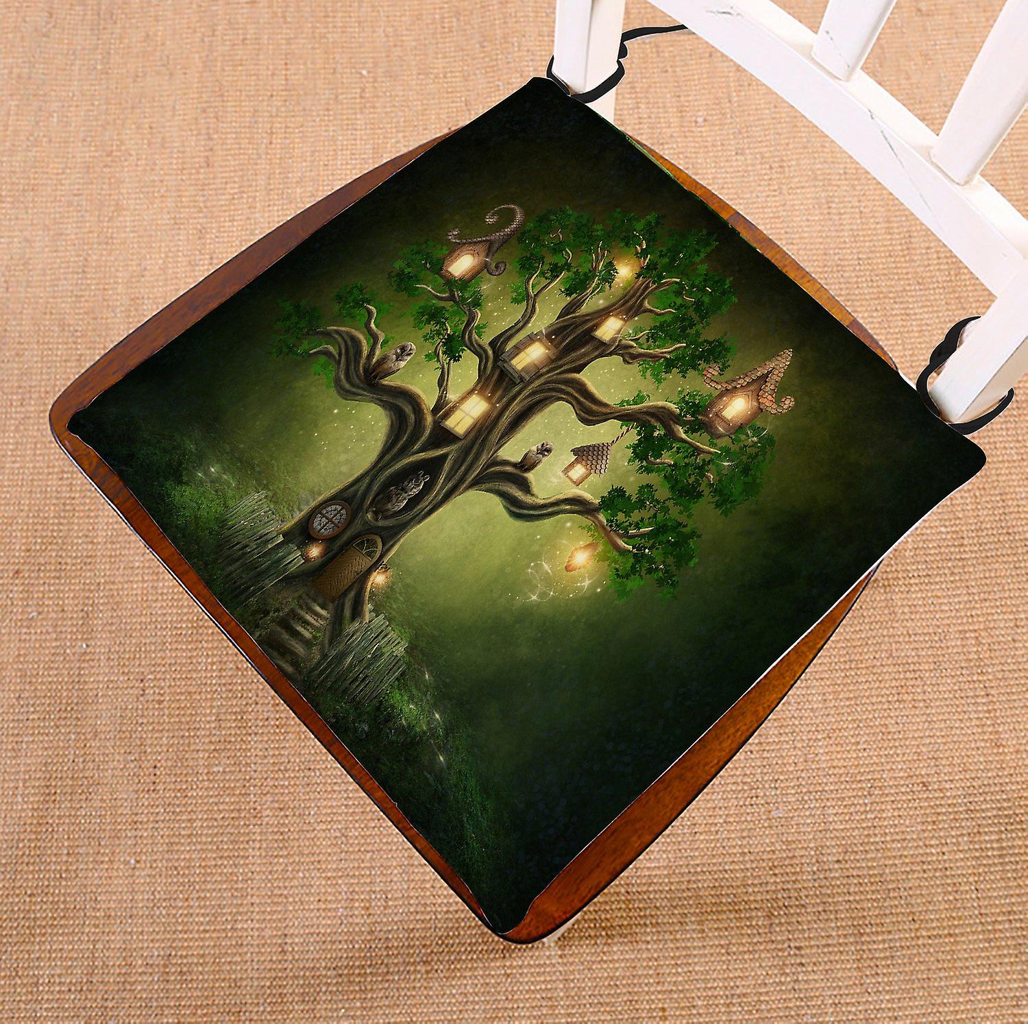 Tree Of Life Chair Pad， Fantasy Forest Tree Seat Cushion Chair Cushion Floor Cushion 40x40 Cm