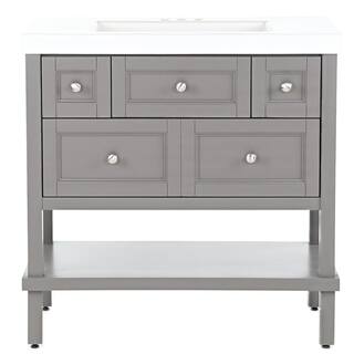 Glacier Bay Ashland 36.7 in. W x 19.1 in. D Bath Vanity in Taupe Gray with Cultured Marble Vanity Top in White with Integrated Sink ALII36P2-TG