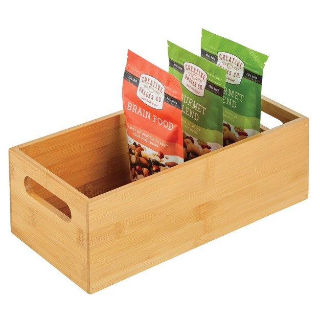 Mdesign Bamboo Pantry Organizer Container Bin With Handles