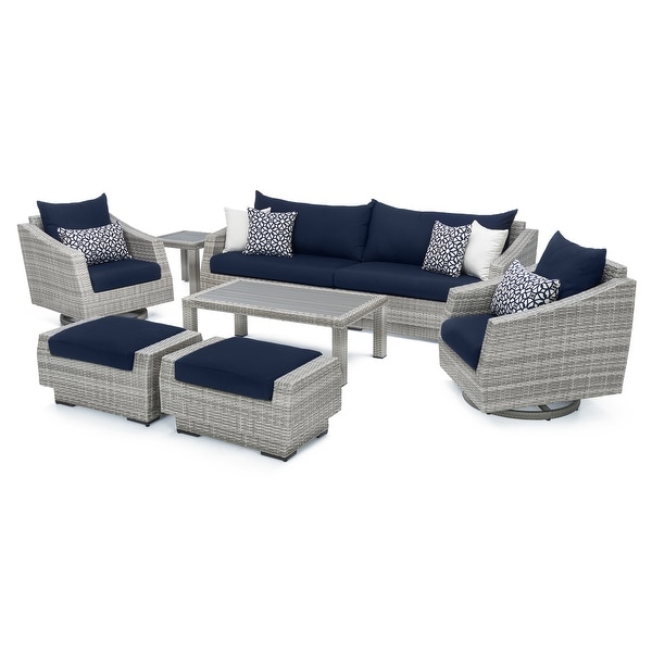 Cannes Deluxe 8 Piece Sunbrella Outdoor Patio Sofa and Club Chair Set