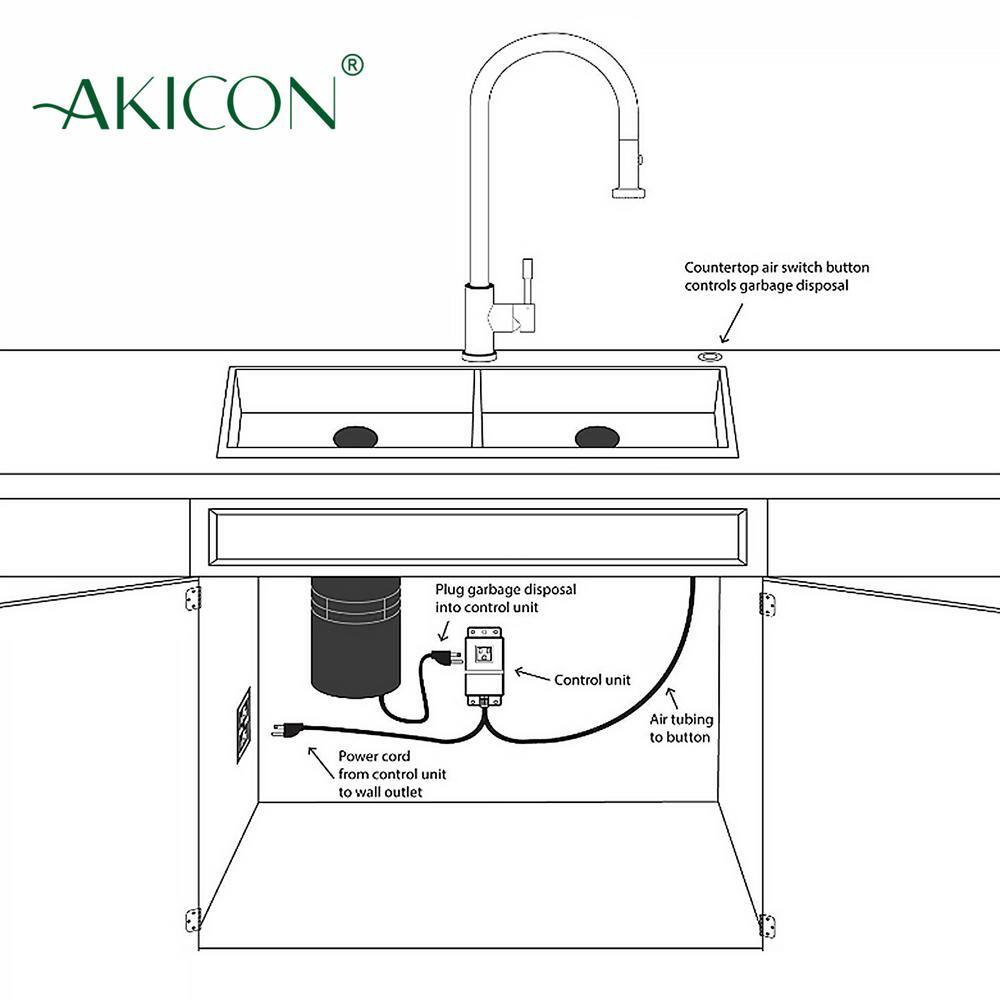 Akicon Brushed Gold Garbage Disposal Kitchen Air Switch Kit AK79001B-BTG