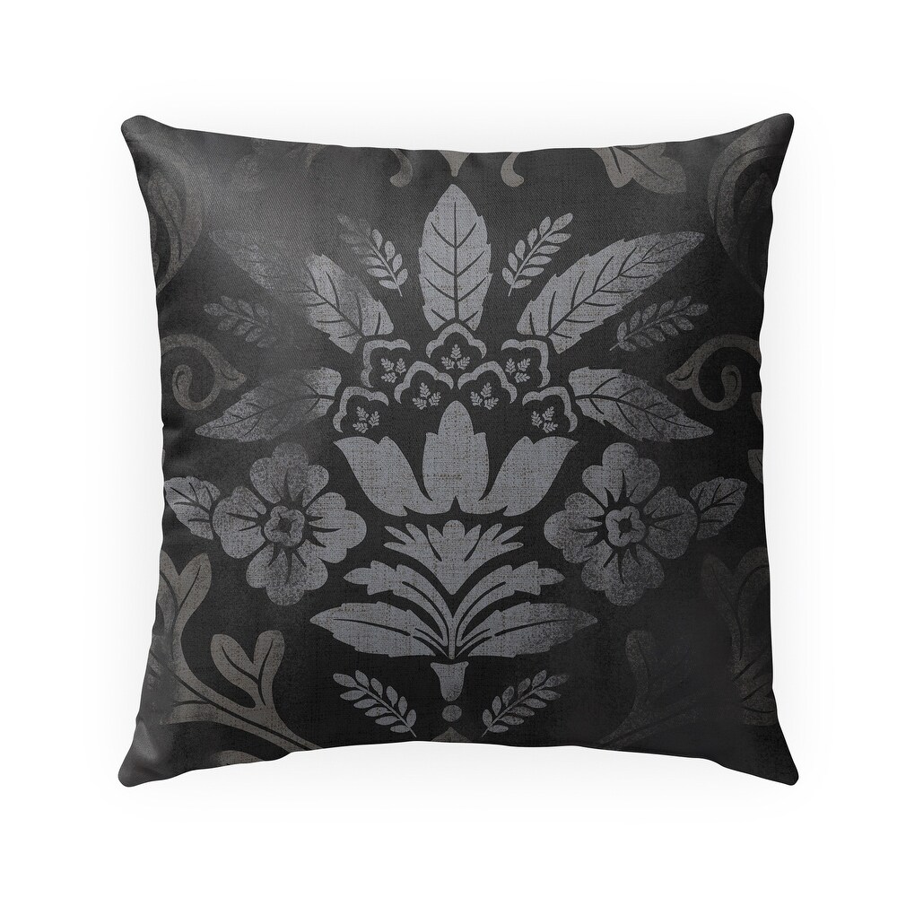 DAMASK BUD CHARCOAL Outdoor Pillow By Kavka Designs