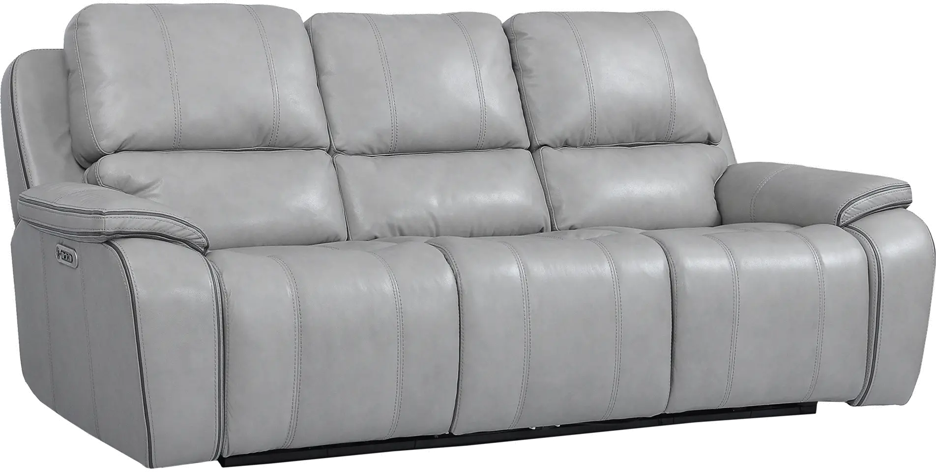 Harry Mist Light Gray Leather-Match Power Reclining Sofa