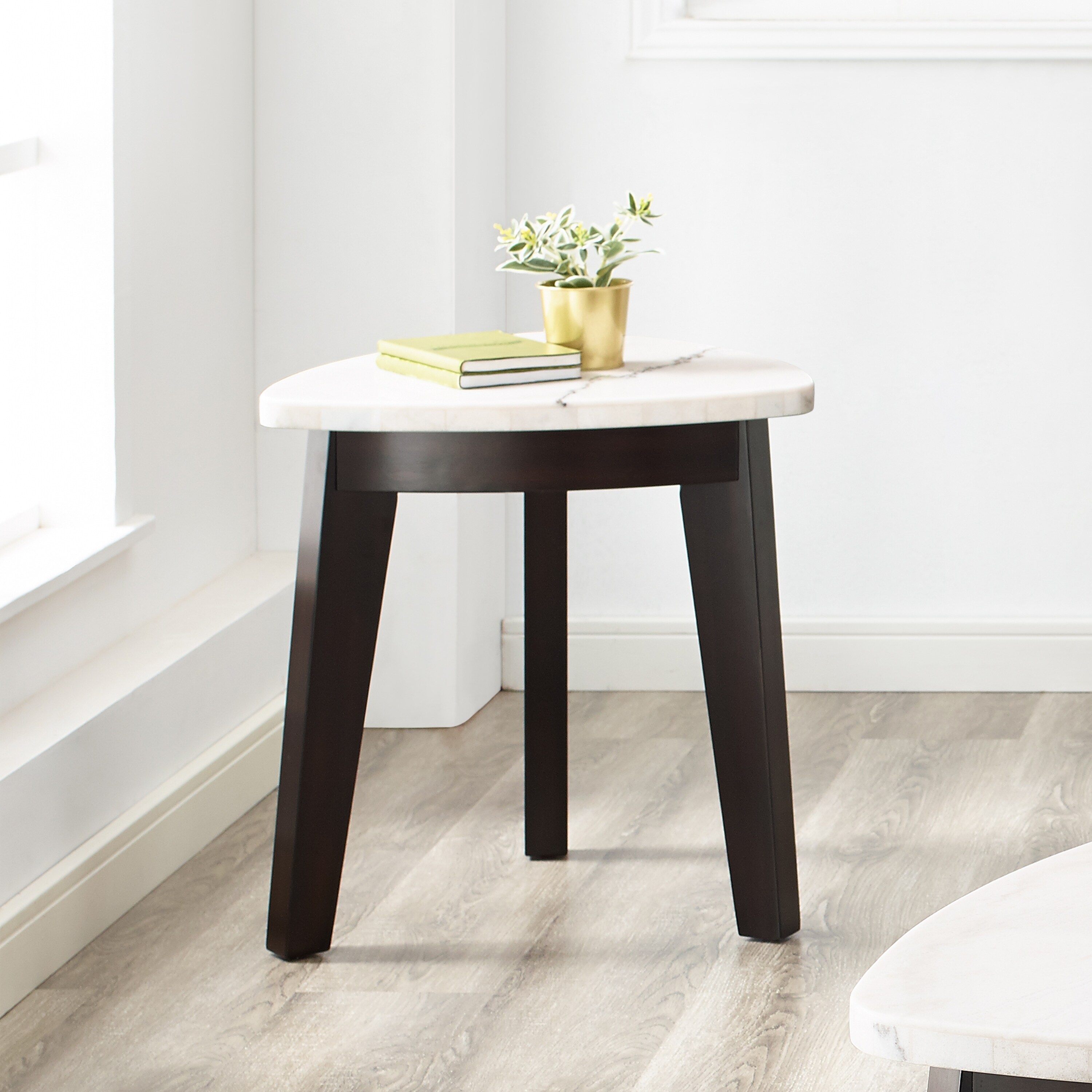 Falicity White Marble Top End Table by Greyson living